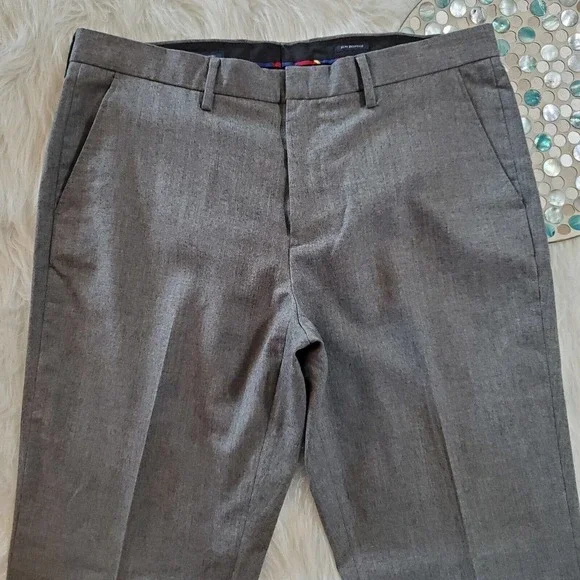 J Crew Mens Slim Bedford Wool Dress Pants Size 36 x 30 Gray Straight Leg - Picture 3 of 8